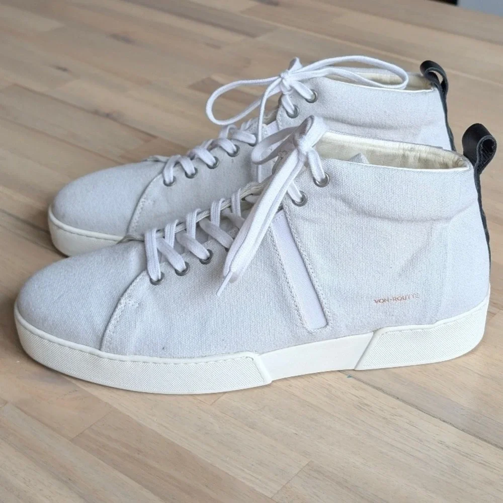 Von-Routte Lyon Mid Top Canvas Sneakers Off White‎ Mens Shoes Size 41 (US 8)